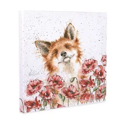 Obraz Wrendale Designs "Poppy Field", 50x50 cm - Liška a vlčí máky