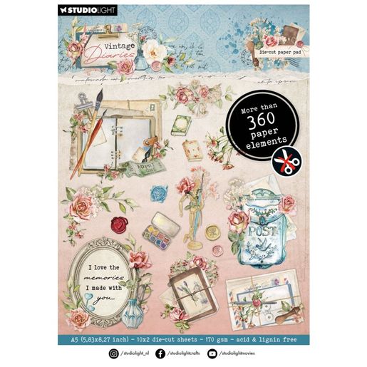 Blok s papírovými výseky Studio Light "Vintage Diaries", A5, 20 l.