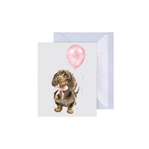 Dárková kartička Wrendale Designs "Sausage Dog Pink" - Jezevčík v růžové