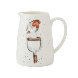 Vánoční porcelánový džbán na květiny Wrendale Designs "Little Red Robin" - Červenka