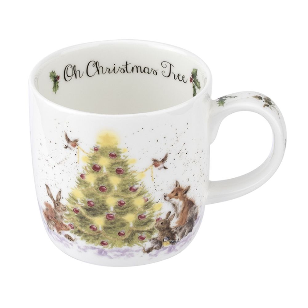 Royal Worcester Vánoční porcelánový hrnek Wrendale Designs "Oh Christmas Tree", 0,31 l - Vánoční stromek