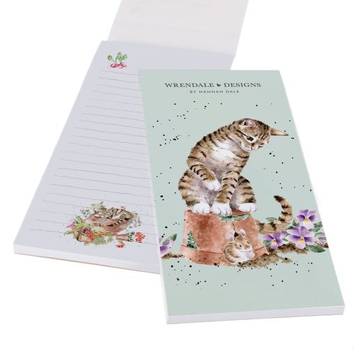 Nákupní seznam s magnetem Wrendale Designs "Hide and Squeak" - Kočka a myš