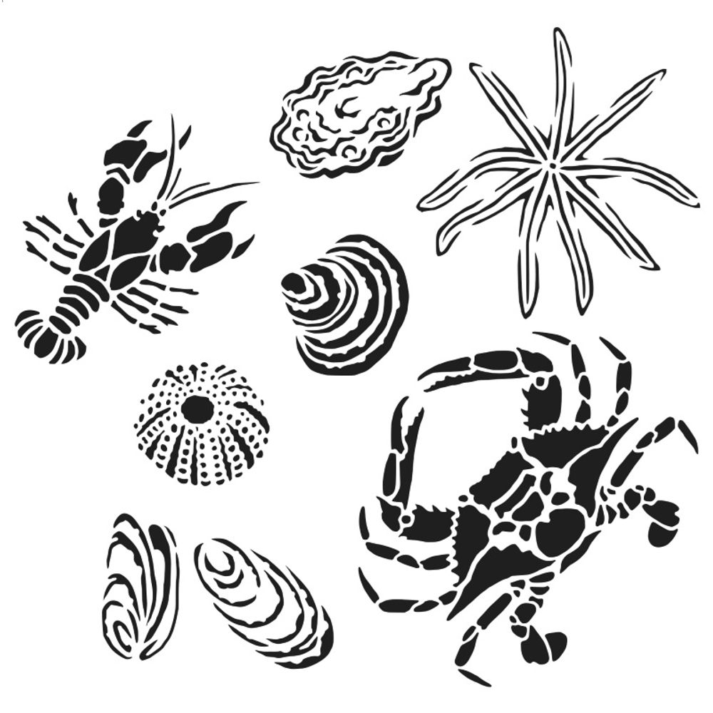 The Crafter´s Workshop Šablona TCW - Gulf Coast Creatures - VYBERTE VELIKOST - Šablona TCW 12"x12" (30,5x30,5 cm) - Gulf Coast Creatures