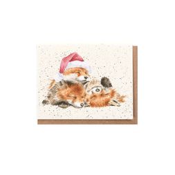 Dárková kartička Wrendale Designs "Night Before Christmas" - Lišky, vánoční