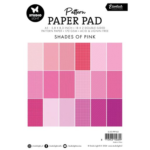 Blok vzorovaných papírů Studio Light, A5, 36 l. - odstíny růžové