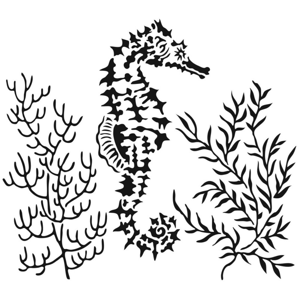 Levně The Crafter´s Workshop Šablona TCW - Seahorse - VYBERTE VELIKOST - Šablona TCW 12"x12" (30,5x30,5 cm) - Seahorse