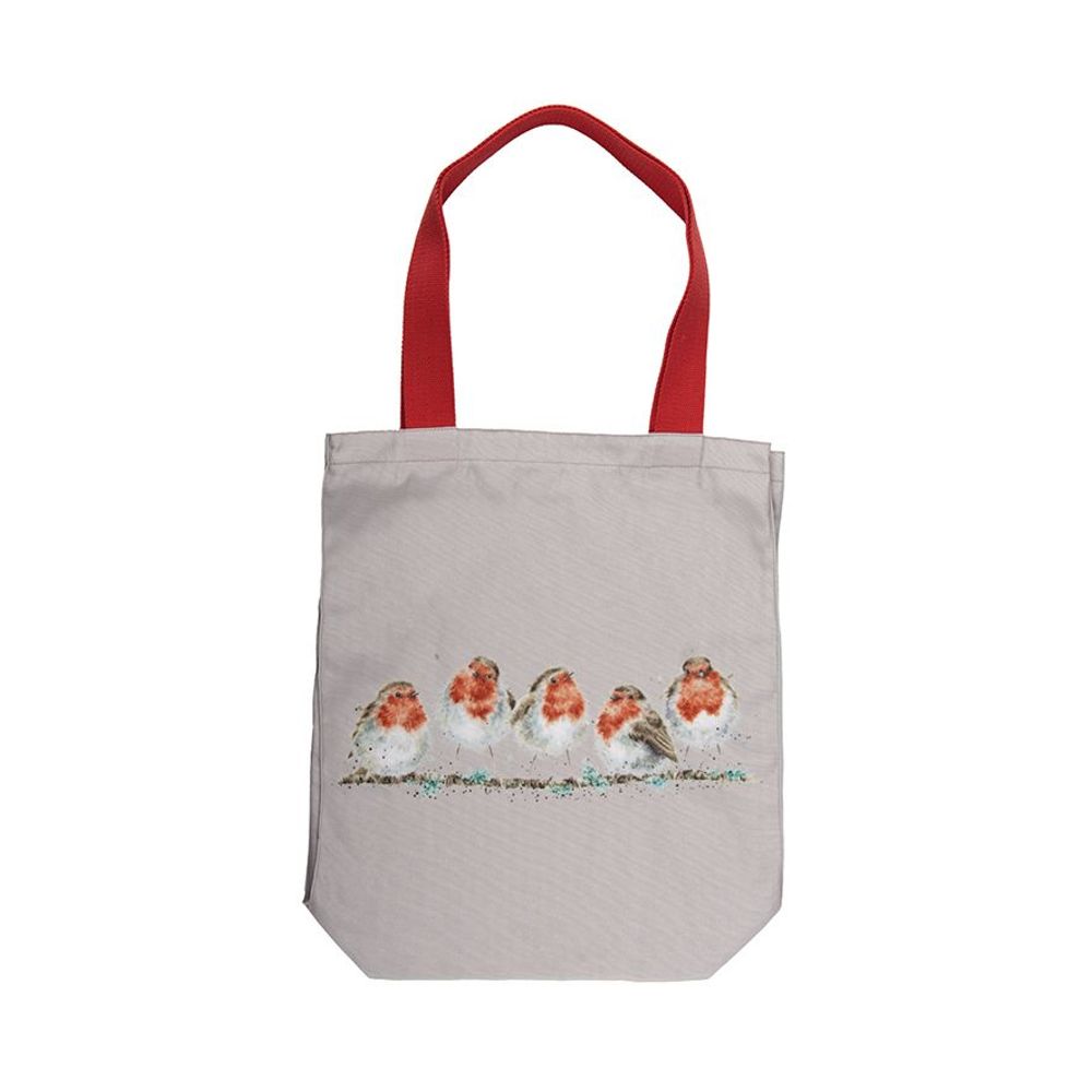 Wrendale Designs Pevná plátěná taška Wrendale Designs "Jolly Robin" - Červenky