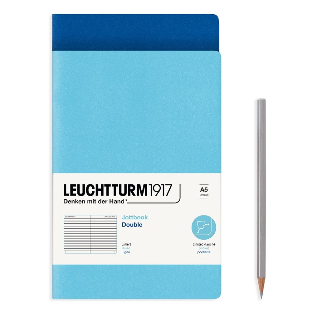 Leuchtturm1917 Notes Leuchtturm1917, A5, linkovaný, 2 ks - VYBERTE ODSTÍN - Zápisník Leuchtturm1917, A5, 32 l., linkovaný, 2 ks - modrý