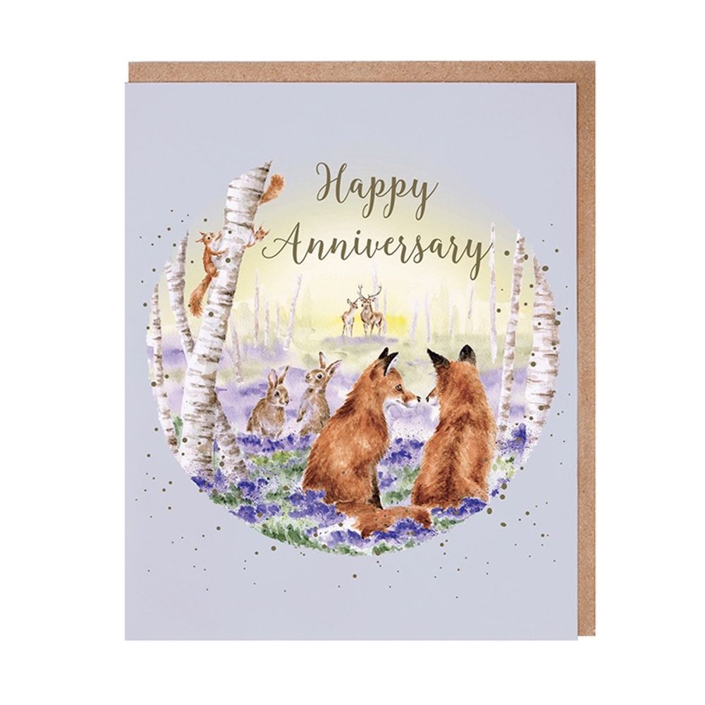Wrendale Designs Přání k výročí Wrendale Designs "Bluebell Woods" - Lesní zvířata