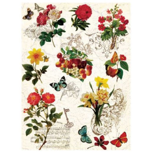 Rýžový papír Cadence, A4 - Ilustrované květiny