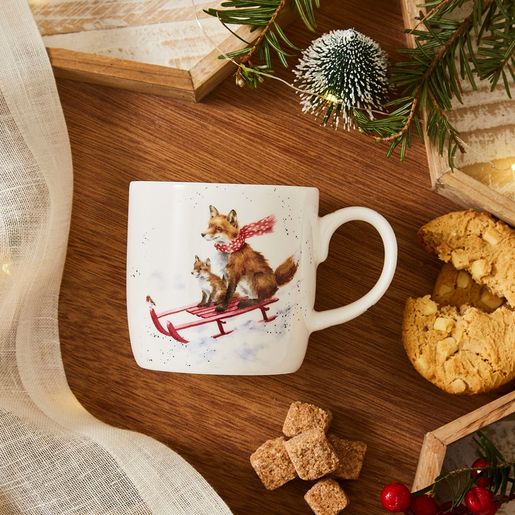 Vánoční porcelánový hrnek Wrendale Designs "Sleigh Ride", 0,31 l - Lišky