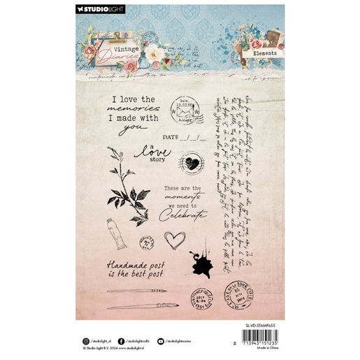 Gelová razítka Studio Light "Vintage Diaries", 17 ks - Poštovní