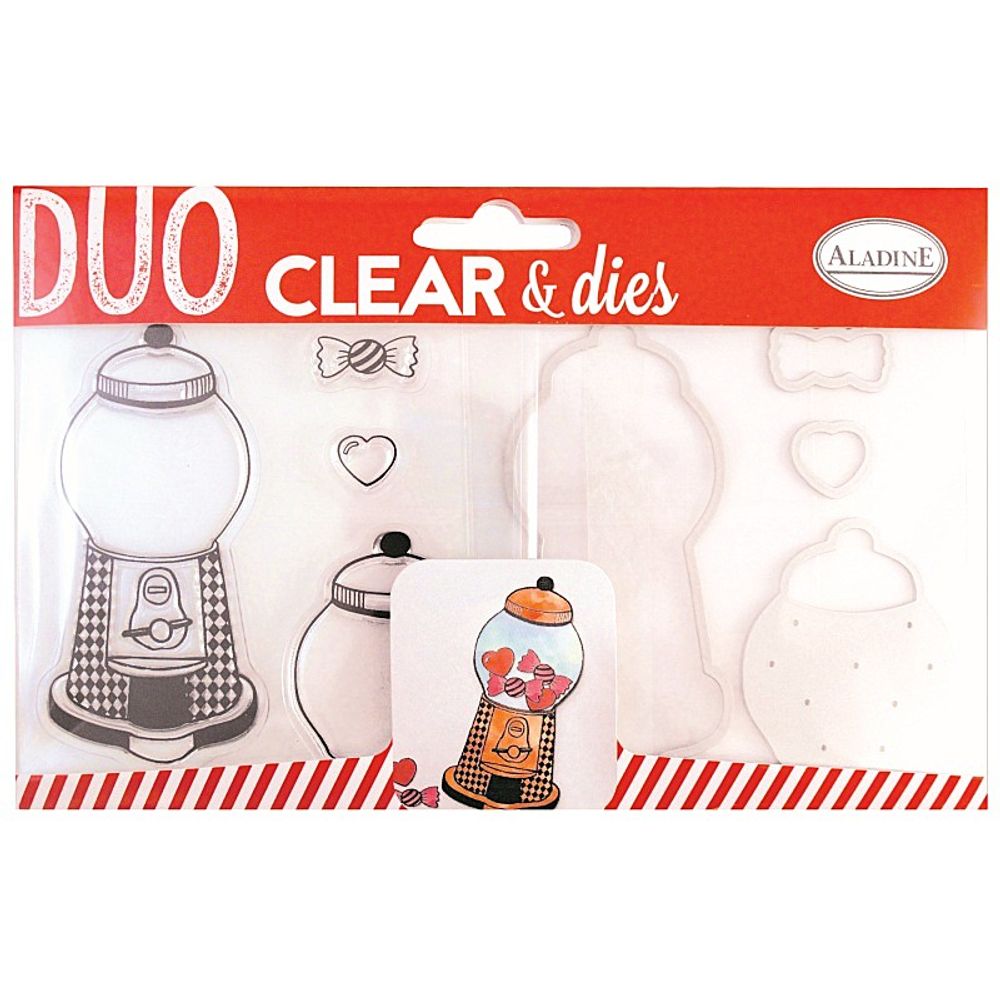 Aladine Vyřezávací šablony a razítka Aladine Duo Clear, 8 ks - Automat na bonbony