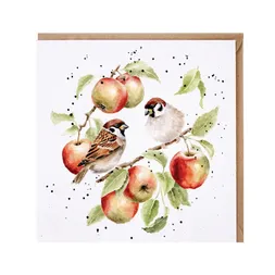 Přání Wrendale Designs "The Apple Tree", 15x15 cm - Ptáčci