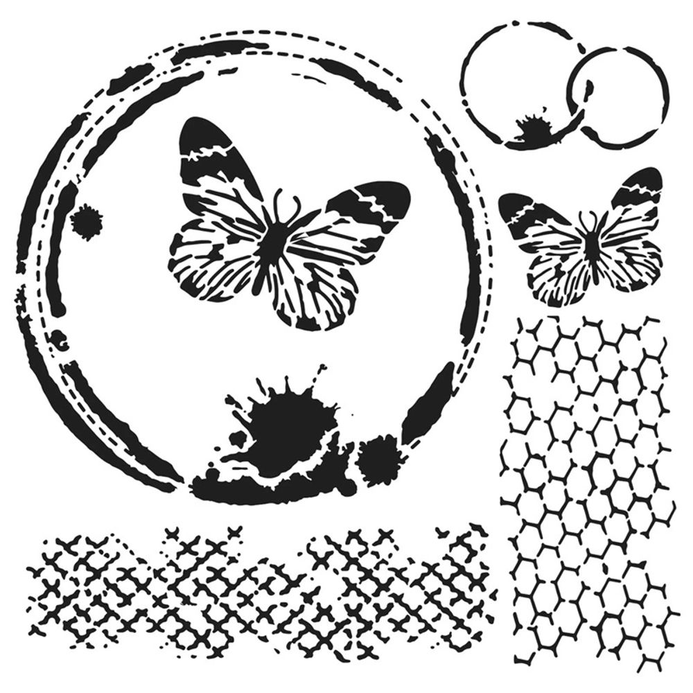 The Crafter´s Workshop Šablona TCW - Butterfly Collage - VYBERTE VELIKOST - Šablona TCW 12"x12" (30,5x30,5 cm) - Butterfly Collage