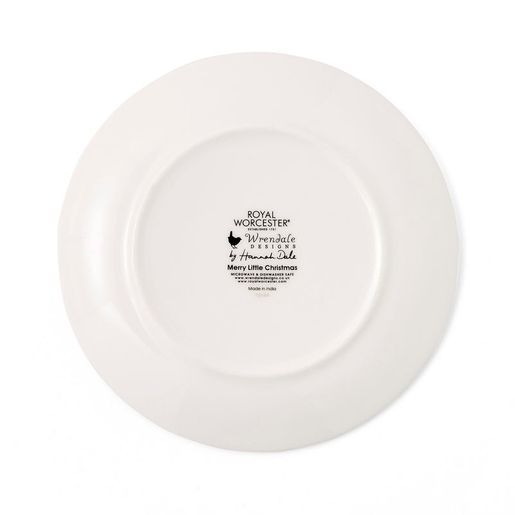 Vánoční porcelánové talíře Wrendale Designs, sada 2 ks, 16,5 cm - Červenka a zajíc