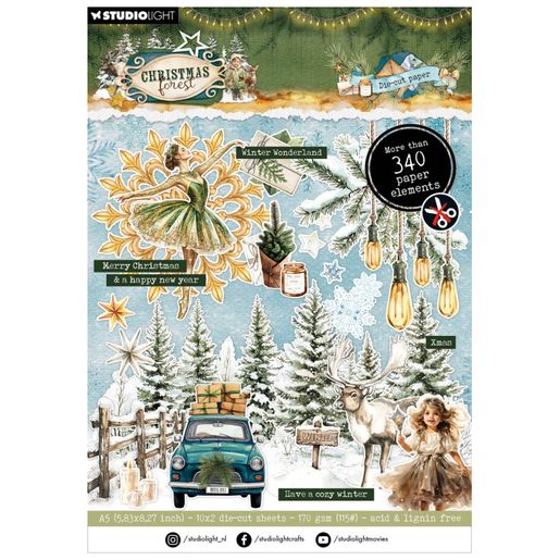 Blok s papírovými výseky Studio Light "Christmas Forest", A5, 20 l. - Vánoční lesík