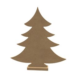 Dřevěný výřez k dekoraci Gomille, samostojící, 26 cm - Vánoční strom na podstavci
