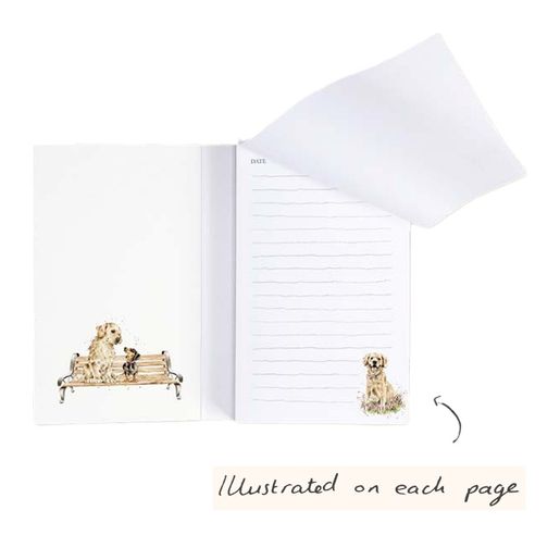 Poznámkový blok Wrendale Designs "Golden Moments", 140 l., linkovaný  - Zlatý retrívr