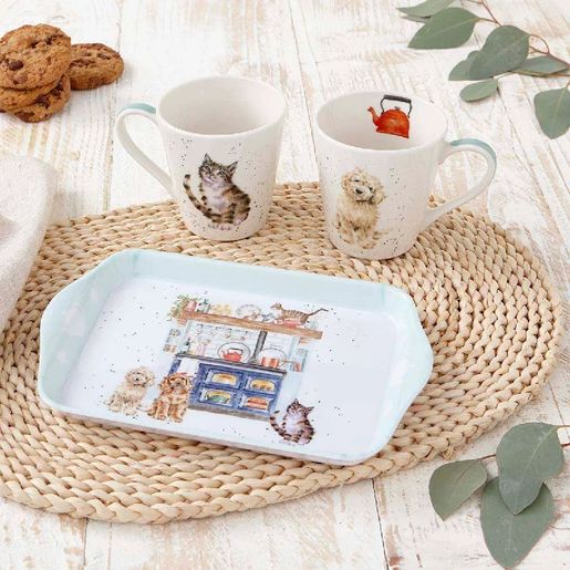 Sada podnosu a hrnků Wrendale Designs - Mazlíčci v kuchyni