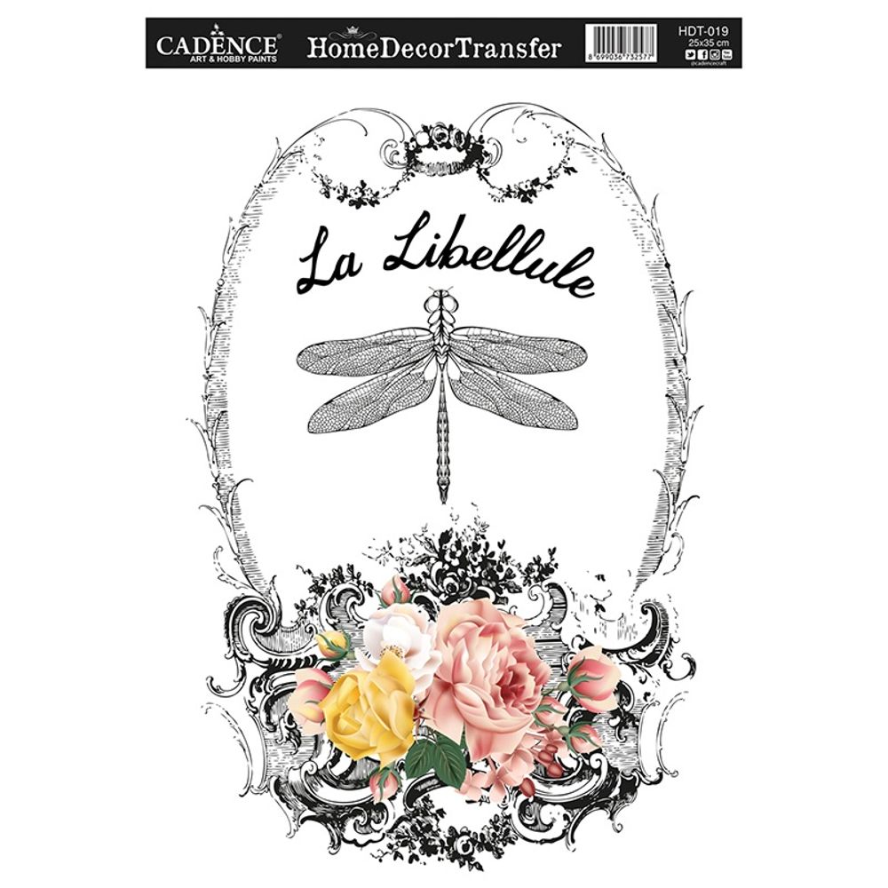 Levně Cadence Transferový obrázek Cadence Home Deco, 25x35 cm - Vážka