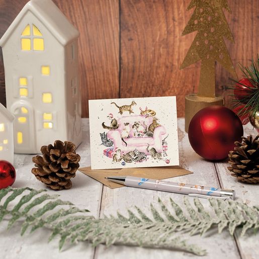Dárková kartička Wrendale Designs "Meowy Christmas" - Kočky, vánoční