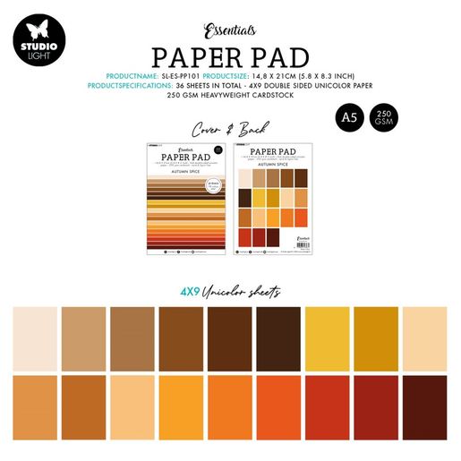 Blok barevných papírů Studio Light "Autumn Spice", A5, 36 l. - Podzimní koření