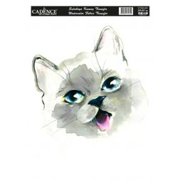 Transferový obrázek na textil Cadence, 25x35 cm - Kočka, bílá