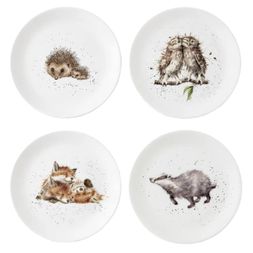Porcelánové talíře Wrendale Designs, 4 ks - Lesní zvířata