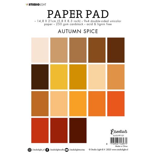 Blok barevných papírů Studio Light "Autumn Spice", A5, 36 l. - Podzimní koření