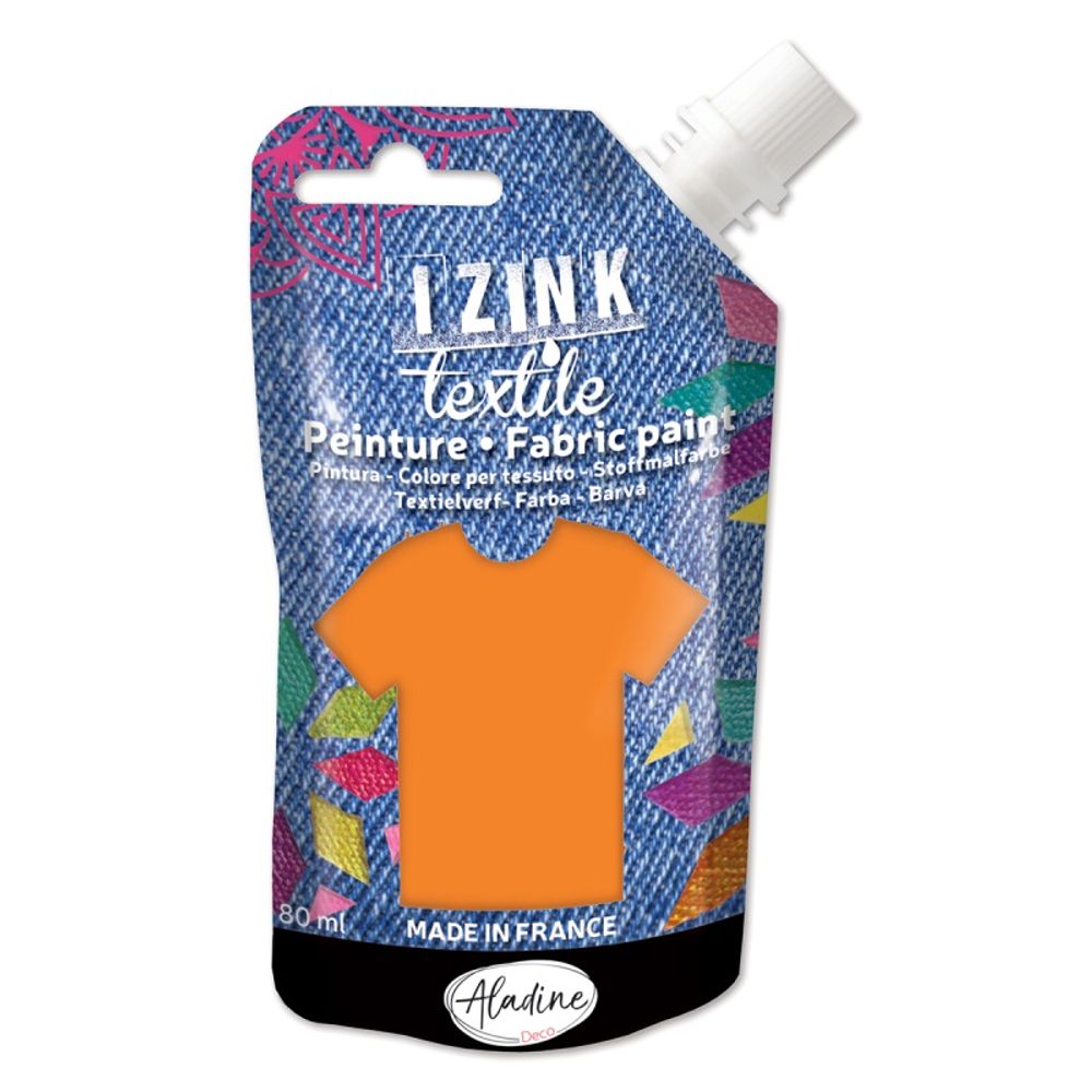 Levně Aladine Barva na textil Aladine Izink Textile, 80 ml - VYBERTE ODSTÍN - Barva na textil Aladine Izink Textile, 80 ml - orange, oranžová