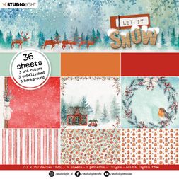 Blok vzorovaných papírů Studio Light "Let it snow", 15x15 cm, 36 l. - odstíny červené