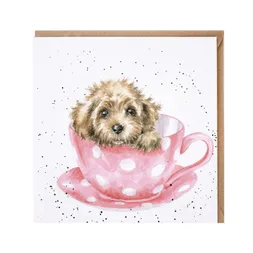 Přání Wrendale Designs "Teacup Pup", 15x15 cm - Štěně v hrnku