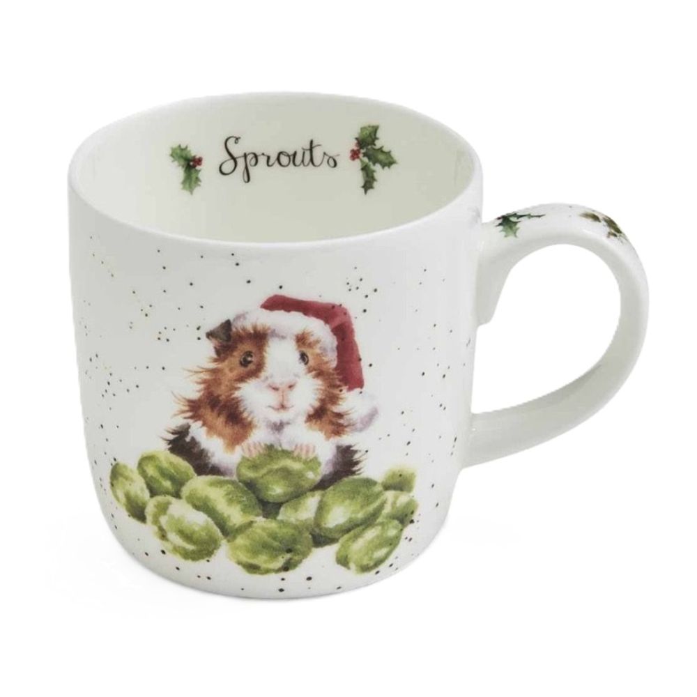 Royal Worcester Vánoční porcelánový hrnek Wrendale Designs "Sprouts", 0,31 l - Morče