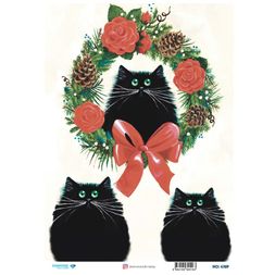 Rýžový papír Cadence, A4 - Vánoce s černou kočkou