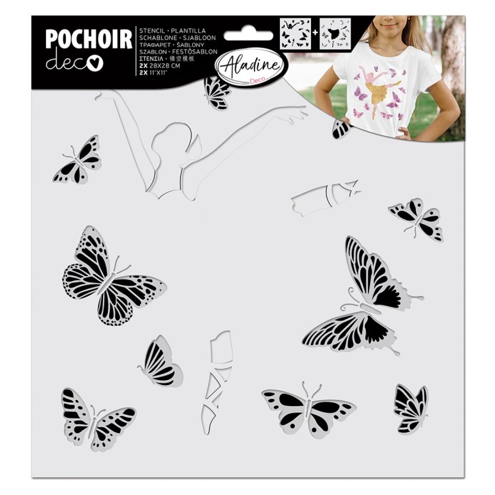 Plastová šablona Pochoir Textile Motýlí baletka Aladine