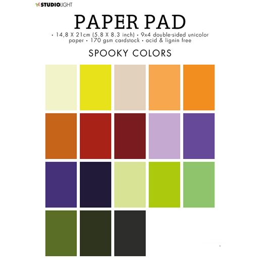 Blok vzorovaných papírů Studio Light A5, 36 l. - halloweenské barvy