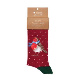 Pánské ponožky Wrendale Designs "Season's Tweetings" - Červenka, vánoční