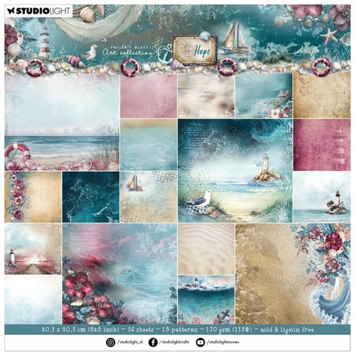 Blok podkladových papírů Studio Light "Tide of Hope", 20,3x20,3 cm, 36 l.