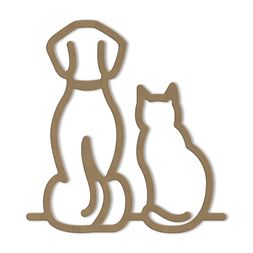 Dřevěný výřez k dekoraci Gomille, 26x27,6 cm - Pes a kočka, obrys