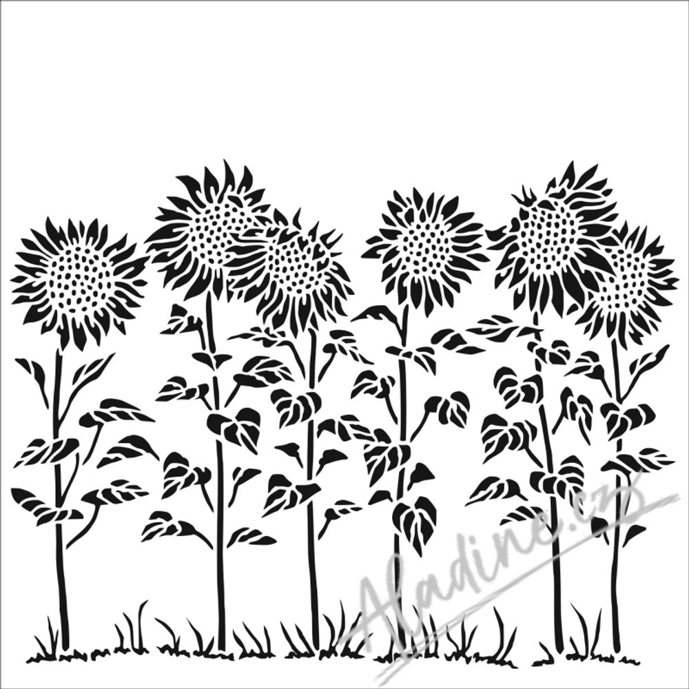 The Crafter´s Workshop Šablona TCW - Sunflower Meadow - VYBERTE VELIKOST - Šablona TCW 12"x12" (30,5x30,5 cm) - Sunflower Meadow