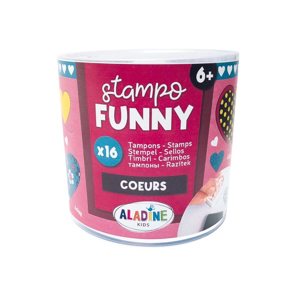 Dětská razítka Stampo Funny, 16 ks - Srdíčka Aladine
