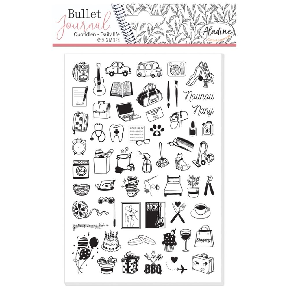 Levně Aladine Diářová razítka Aladine Stampo Bullet Journal, 59 ks - Můj den