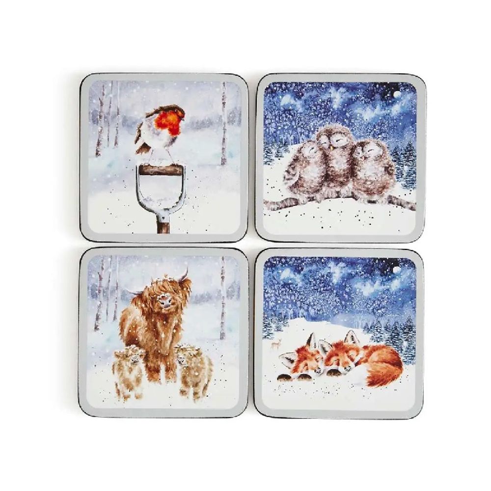 Levně Pimpernel Vánoční korkové podtácky Wrendale Designs "Winter Sky", 4 ks