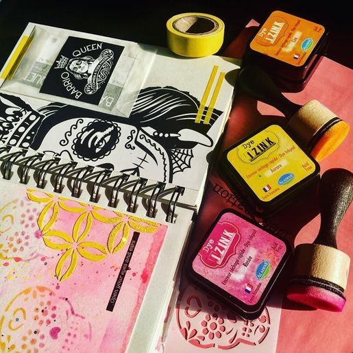 Razítkovací polštářek Aladine Izink Dye - aurore, žlutý