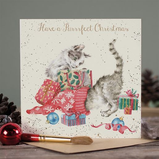 Přání Wrendale Designs "A Purrrfect Christmas", 15x15 cm - Vánoční kočky