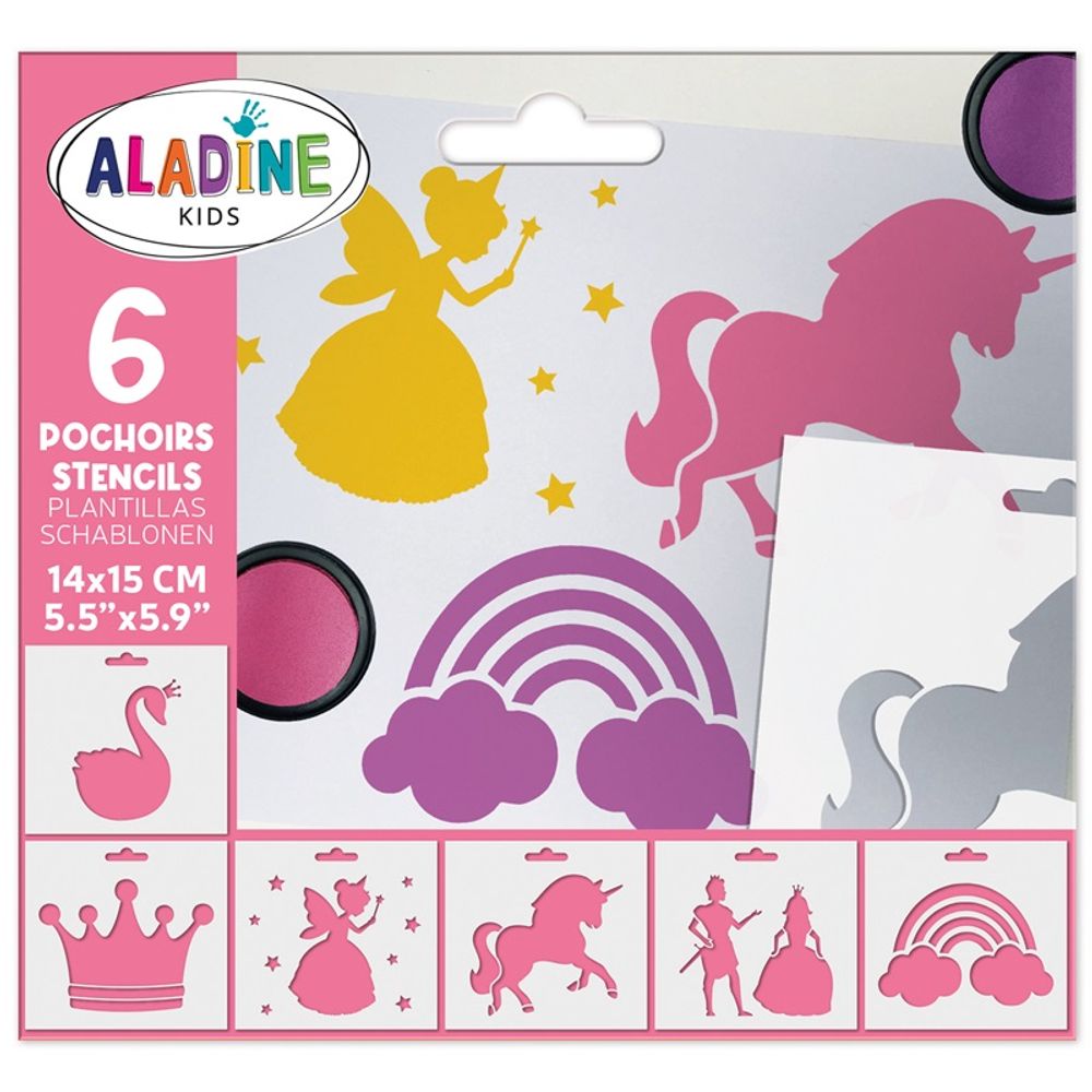 Levně Aladine Šablony Aladine, 15x12,5 cm, 6 ks - Princezny
