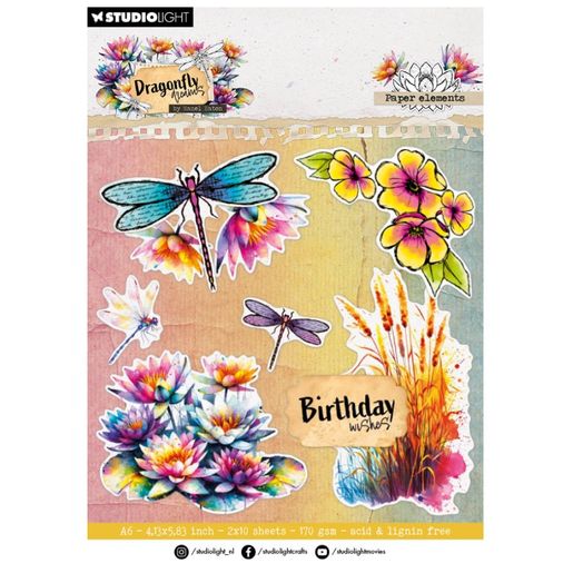 Blok s papírovými výseky Studio Light "Dragonfly Dreams", A6, 20 l.