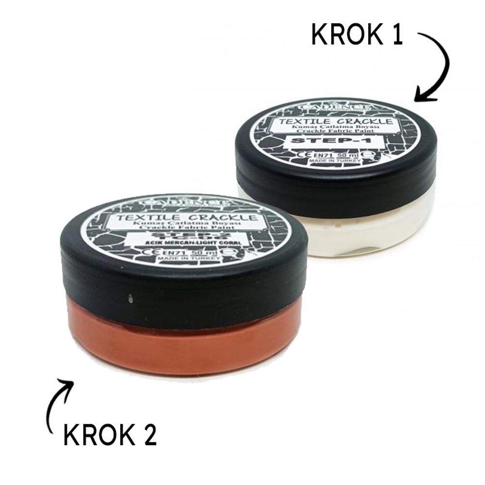Levně Cadence Krakelovací pasta na textil Cadence Textile Crackle, 50 + 50 ml - VYBERTE ODSTÍN - Textilní barva na krakelování Cadence - korálová