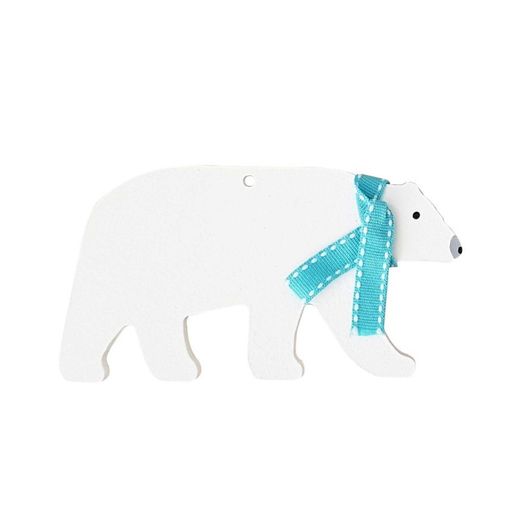 Dřevěný výřez k dekoraci Gomille, závěsný, 10 cm - Lední medvěd